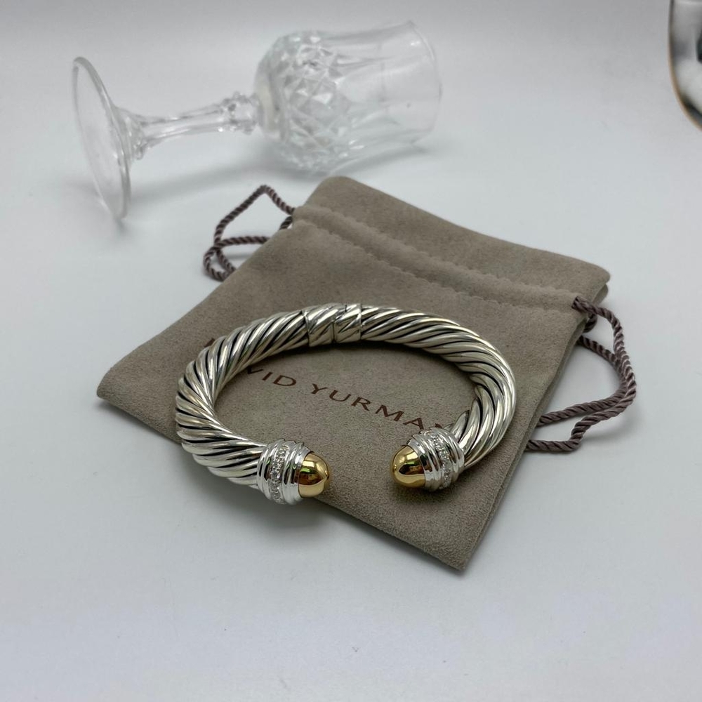 DY Cable Bracelet / 18K Gold Domes and Diamonds